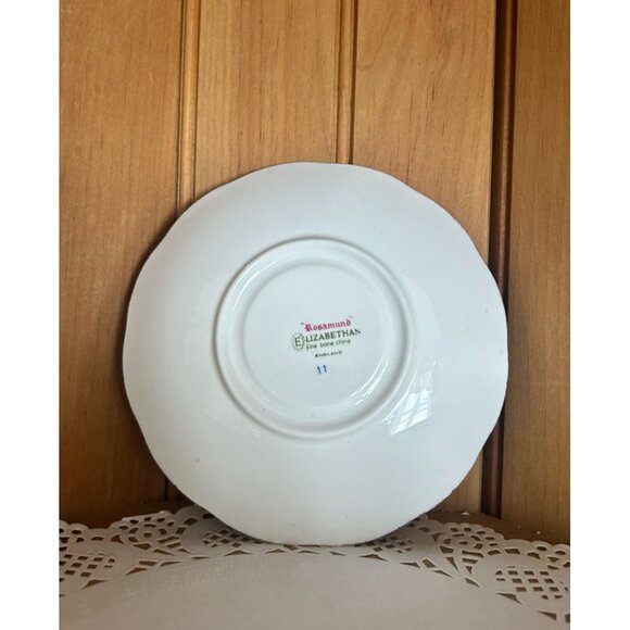 Vintage Elizabethan Rosamund Fine Bone China Footed Teacup Saucer Set Pink Rose - Picture 8 of 8